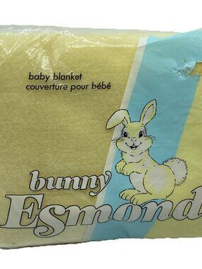 Bunny Esmond Twinkle Yellow Baby Crib Blanket Ribbon Edge Vintage Canada Made